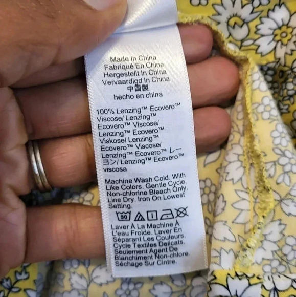 J.Crew Ditsy Floral Yellow Puff-sleeve  Cottage Core Tiered Midi Dress(XS) - Picture 13 of 13